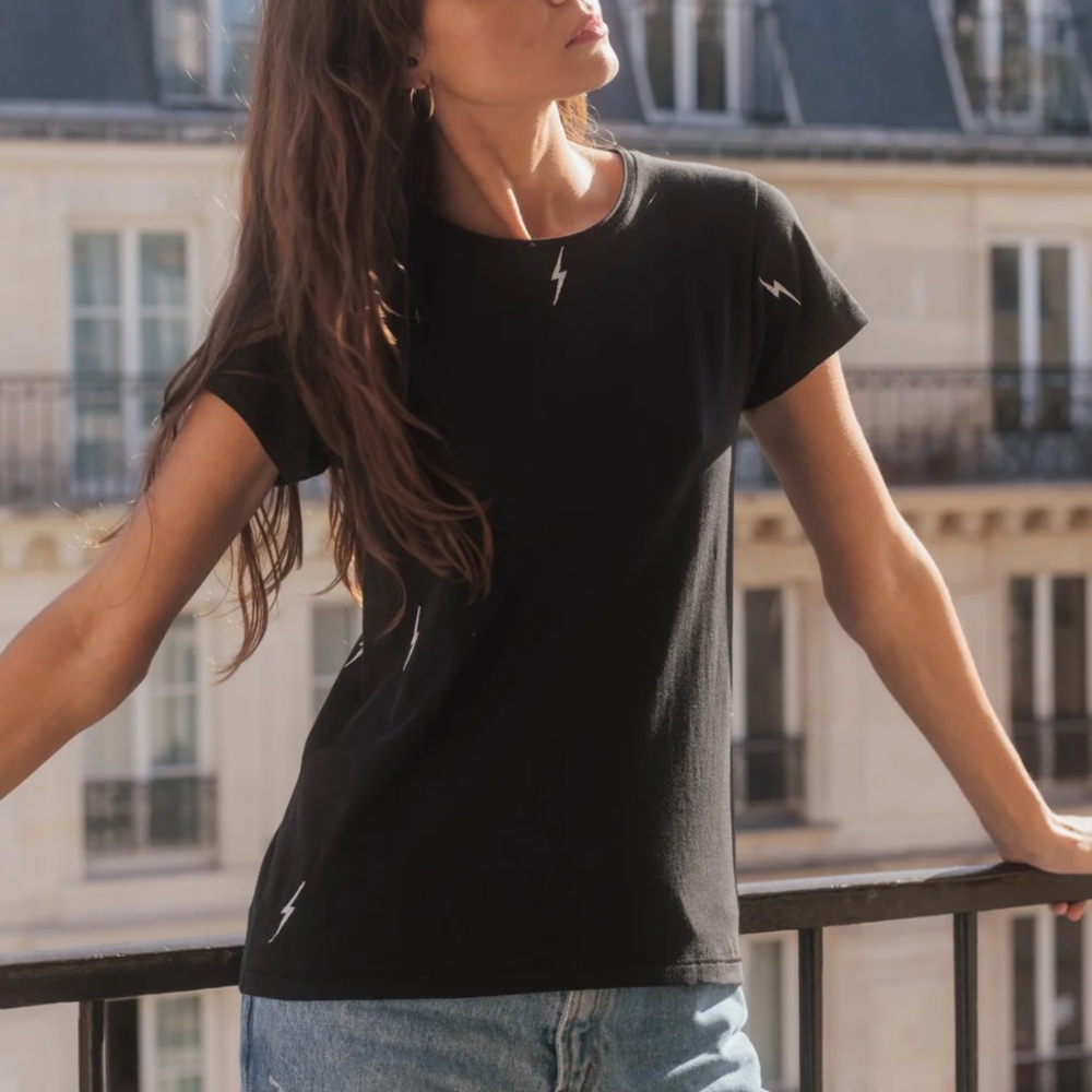 Catherine Gee Embroidered Bolt Tee Black Size XL - Picture 3 of 14